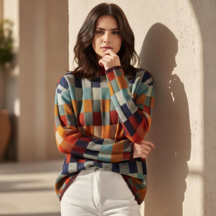 EMMA CHECKED MERINO JUMPER