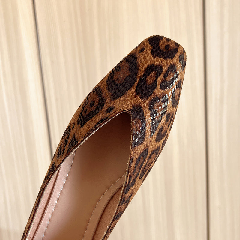 Leopard Vale Leather Flats